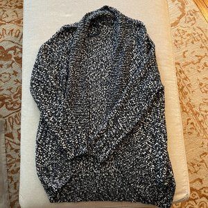 NWOT Promod Navy Blue & White Marbled Open Drape Sweater Sz L